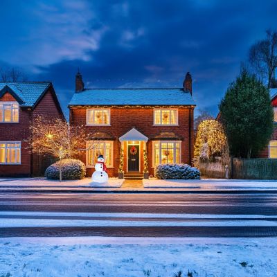 House with Cristmas Decs